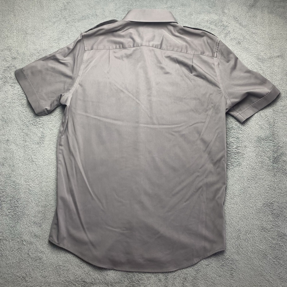 A Cut Above Mens Pilot Shirt‎ 16.5 Tapered Brooks Short Sleeve Button Down Grey - Picture 2 of 16